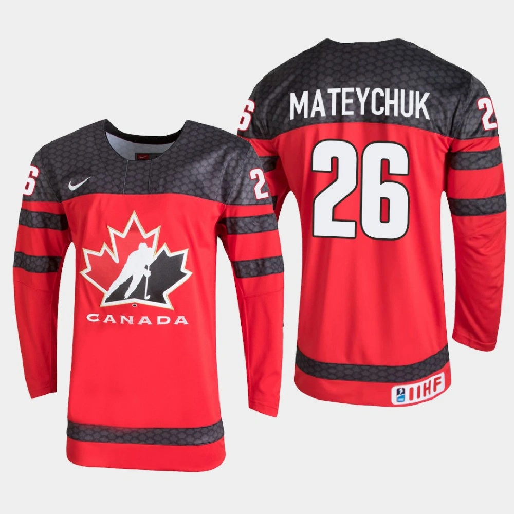 Youth Canada Denton Mateychuk #26 2021 IIHF U18 World Championship Red Jersey