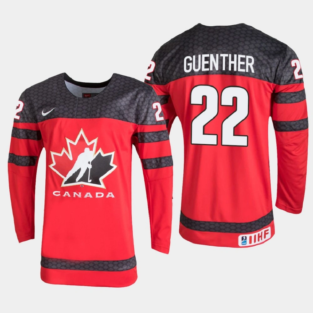 Men's Canada Dylan Guenther #22 2021 IIHF U18 World Championship Red Jersey Men's Canada Dylan Guenther #22 2021 IIHF U18 World Championship Red Jersey