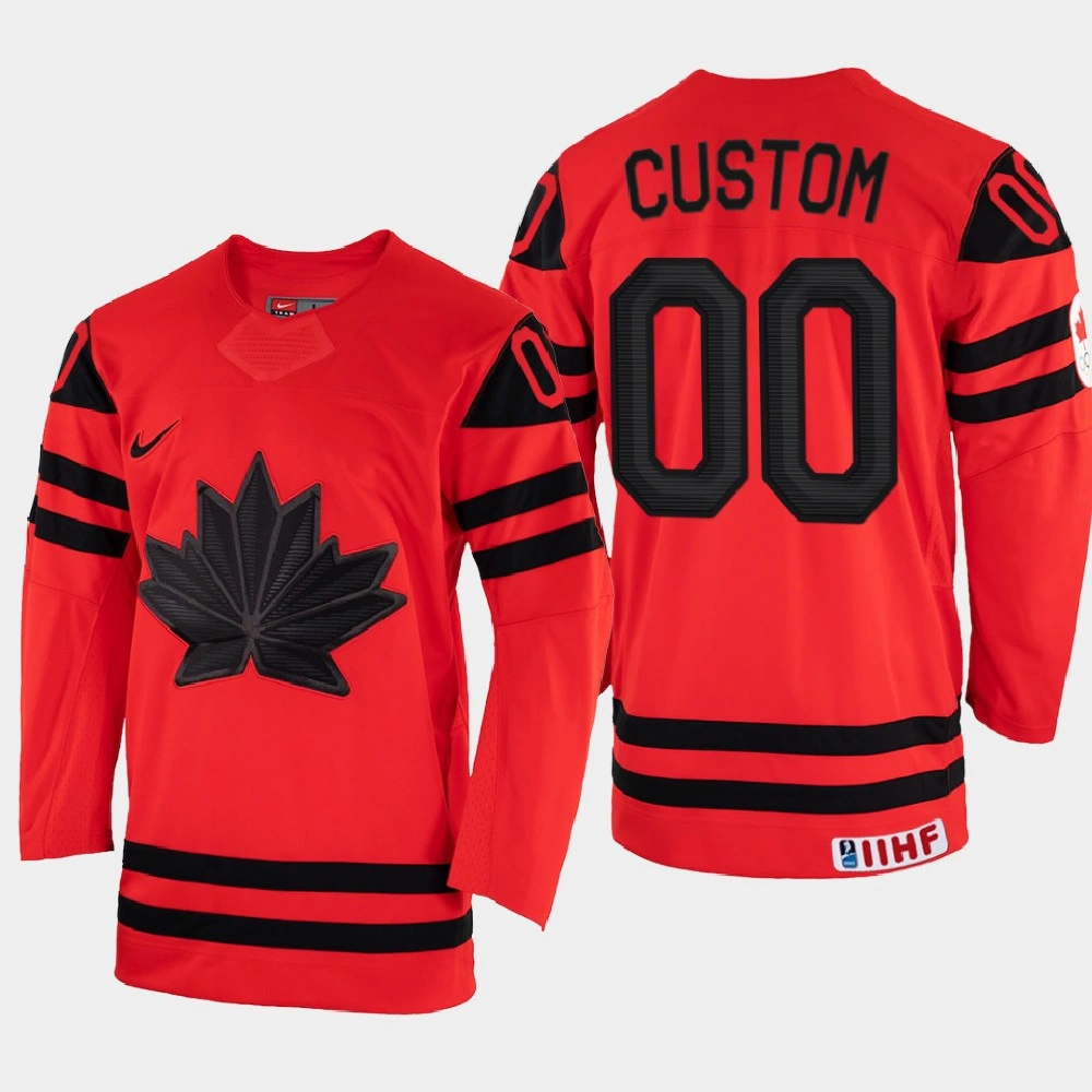 Custom 2022 IIHF World Championship Canada Hockey Jersey Red #00 Uniform Custom 2022 IIHF World Championship Canada Hockey Jersey Red #00 Uniform