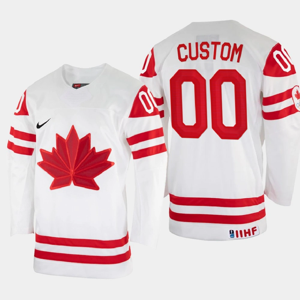 Custom 2022 IIHF World Championship Canada Hockey Jersey White #00 Uniform Custom 2022 IIHF World Championship Canada Hockey Jersey White #00 Uniform