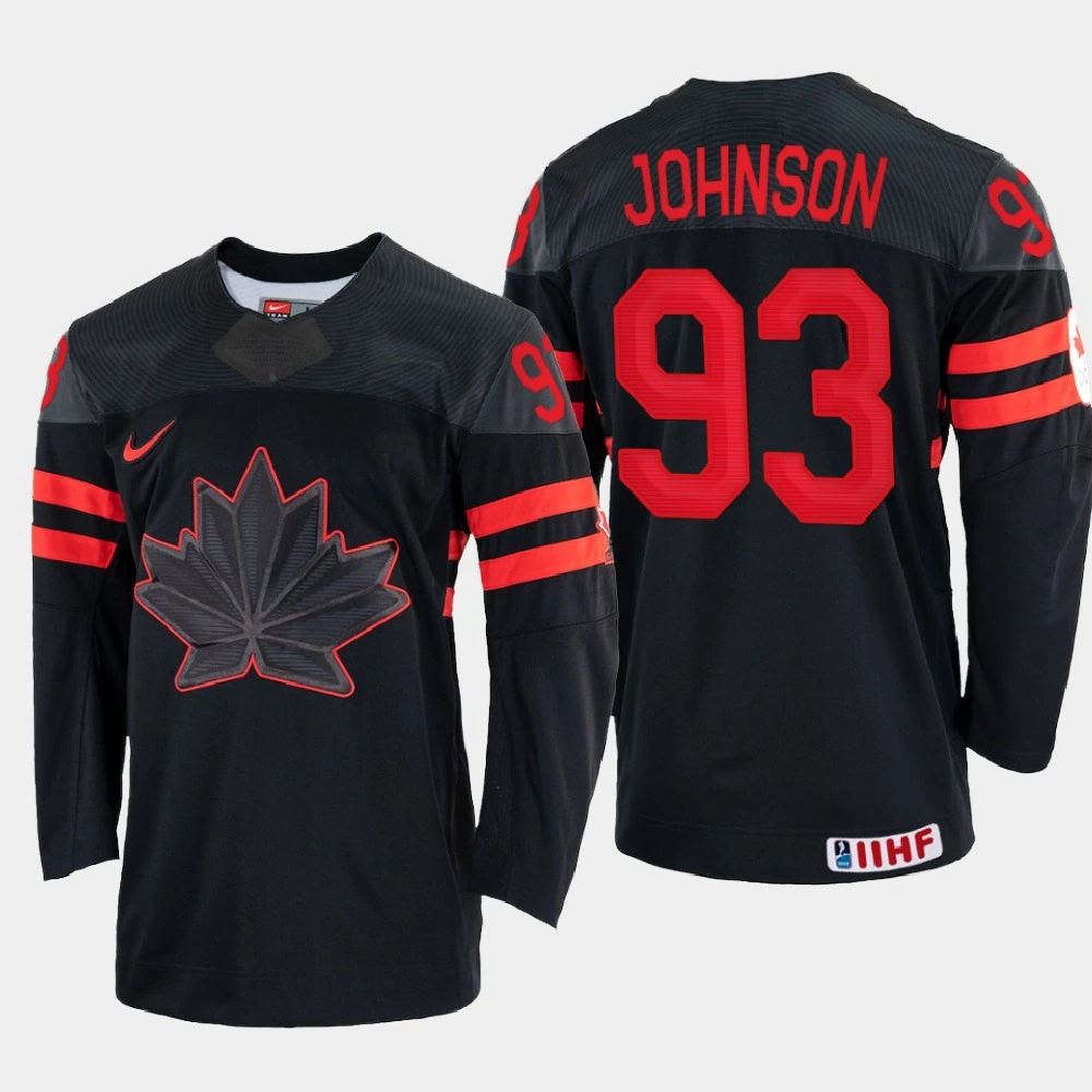 Women's Canada #93 Kent Johnson 2022 IIHF World Championship Black Replica Jersey Women's Canada #93 Kent Johnson 2022 IIHF World Championship Black Replica Jersey