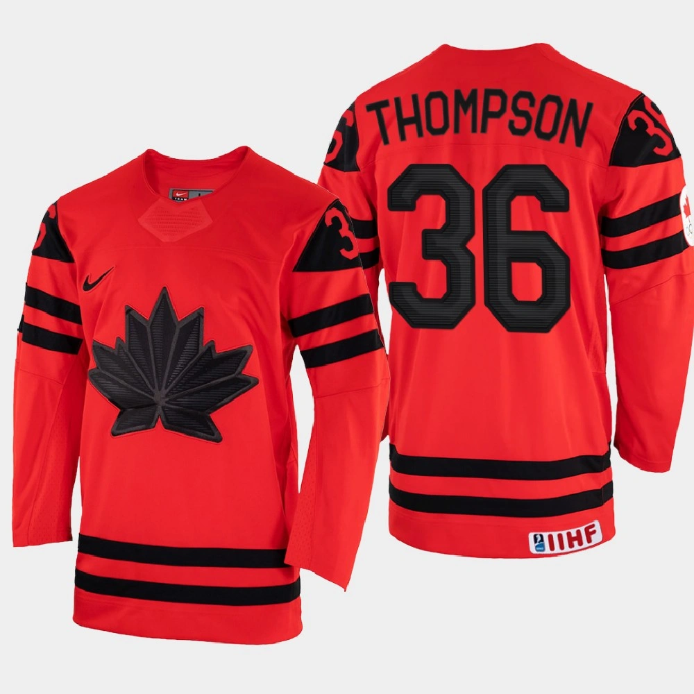 Youth Canada #36 Logan Thompson 2022 IIHF World Championship Red Away Jersey Youth Canada #36 Logan Thompson 2022 IIHF World Championship Red Away Jersey