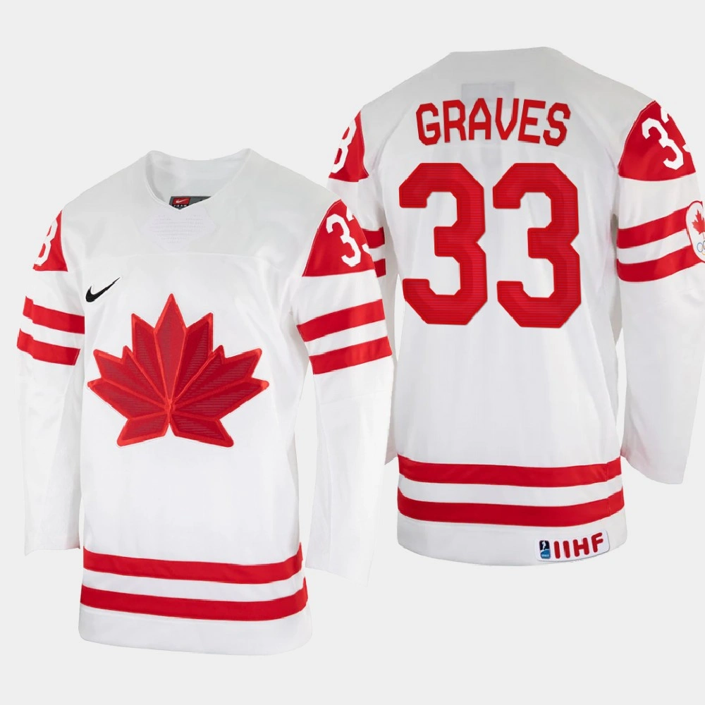 Women's Ryan Graves 2022 IIHF World Championship Canada Hockey Jersey White #33 Uniform Women's Ryan Graves 2022 IIHF World Championship Canada Hockey Jersey White #33 Uniform