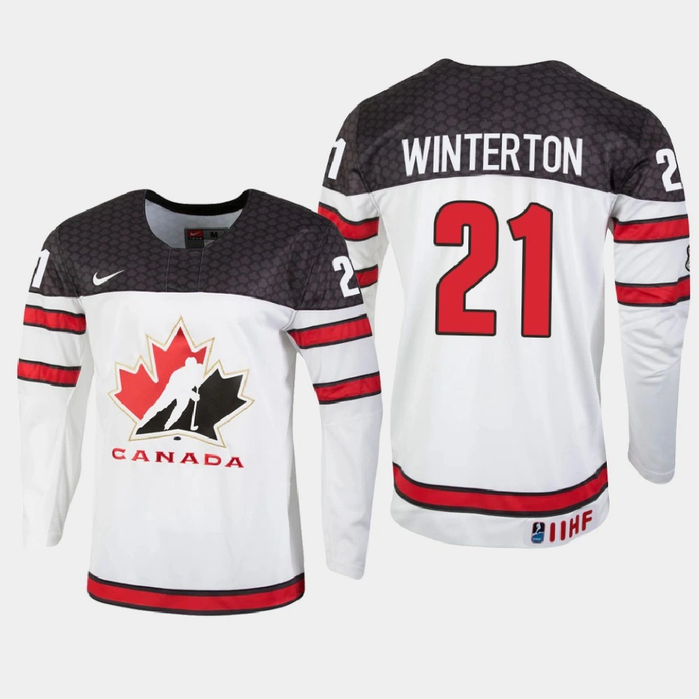 Youth Canada Ryan Winterton #21 2021 IIHF U18 World Championship White Jersey Youth Canada Ryan Winterton #21 2021 IIHF U18 World Championship White Jersey