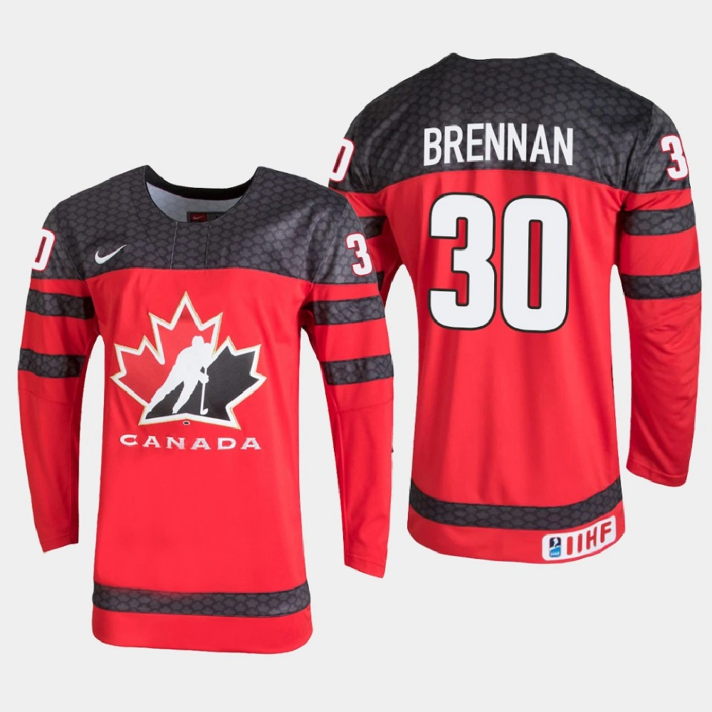 Men's Canada Tyler Brennan #30 2021 IIHF U18 World Championship Red Jersey Men's Canada Tyler Brennan #30 2021 IIHF U18 World Championship Red Jersey