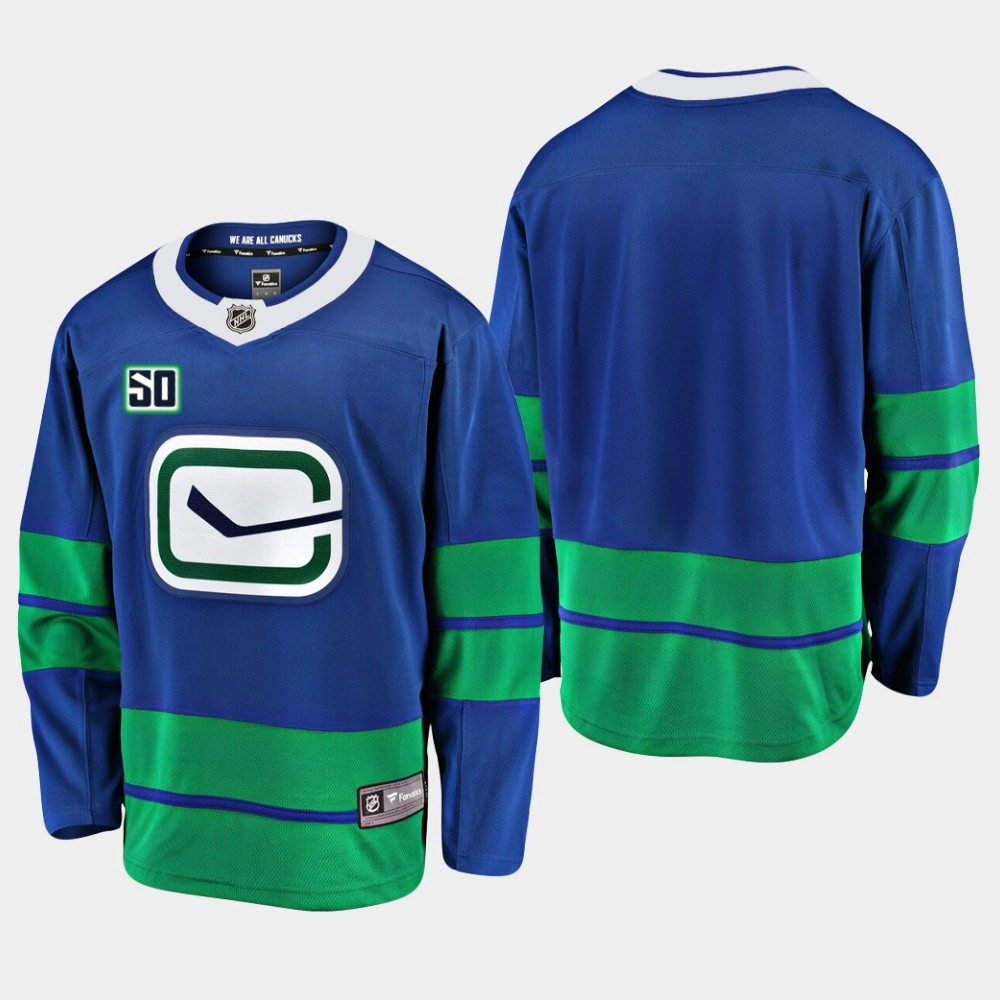 Youth Vancouver Canucks 50th Anniversary Blue Alternate Jersey Youth Vancouver Canucks 50th Anniversary Blue Alternate Jersey