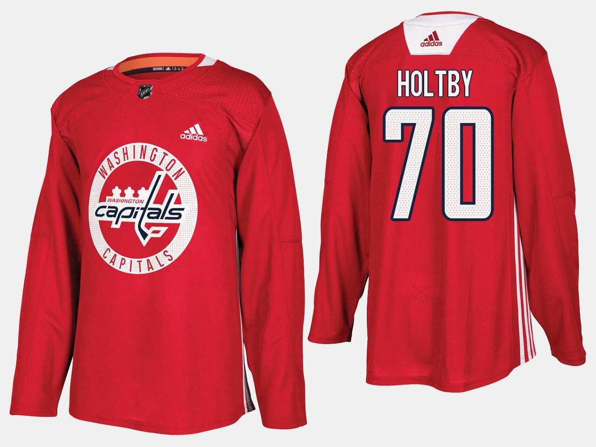 Washington Capitals #70 Braden Holtby Home Adidas Practice Player Red Jersey