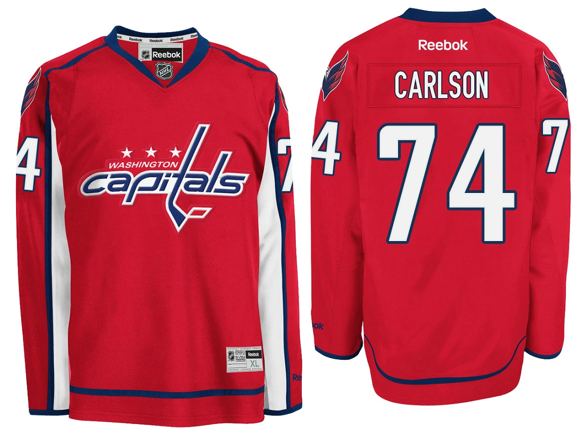 Washington Capitals #74 John Carlson Home Premier Player Red Reebok Jersey