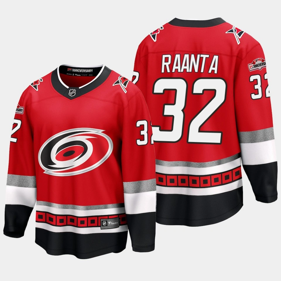 Women's Carolina Hurricanes Antti Raanta 25th Anniversary Red #32 Jersey Premier