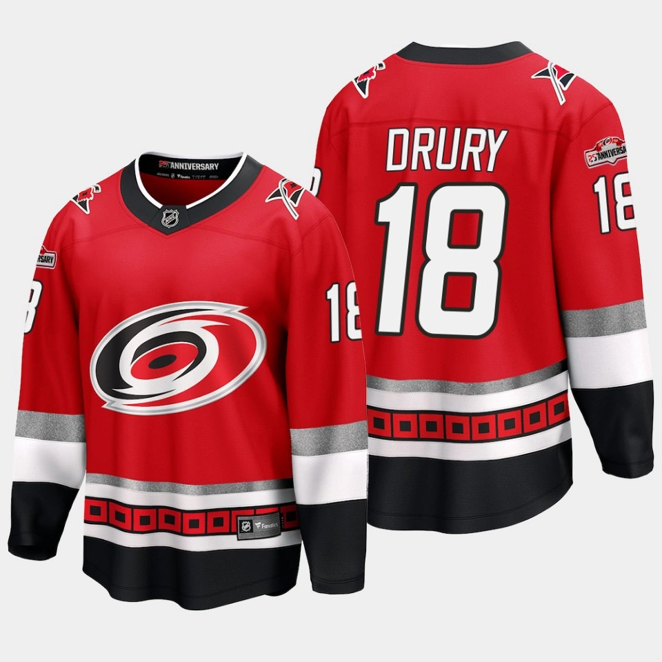 Carolina Hurricanes Jack Drury 25th Anniversary Red #18 Jersey Premier