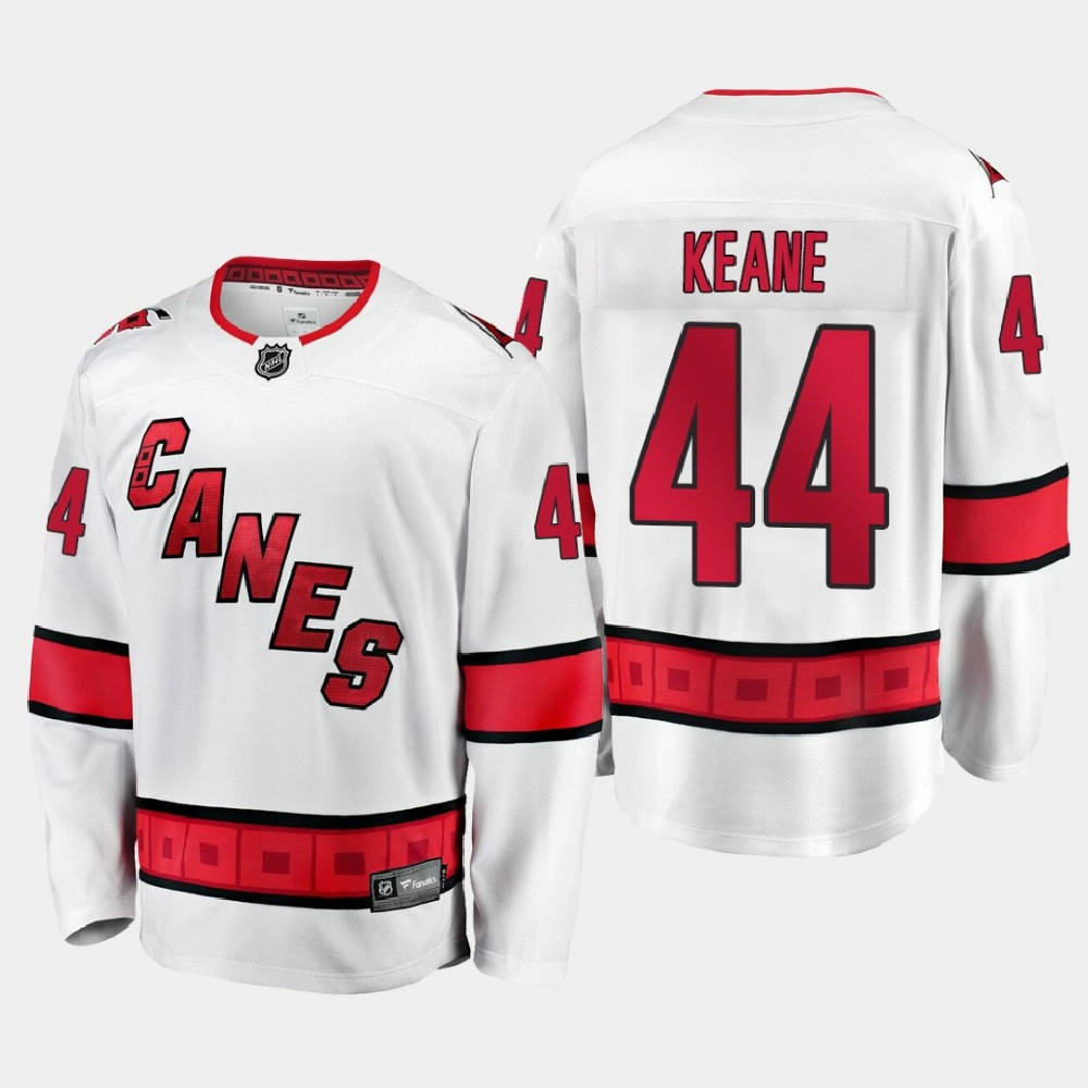 Men's Carolina Hurricanes Joey Keane #44 Away 2021 White Jersey Men's Carolina Hurricanes Joey Keane #44 Away 2021 White Jersey