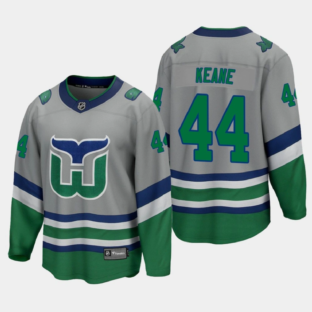 Men's Carolina Hurricanes Joey Keane #44 Reverse Retro 2021 Gray Jersey Men's Carolina Hurricanes Joey Keane #44 Reverse Retro 2021 Gray Jersey
