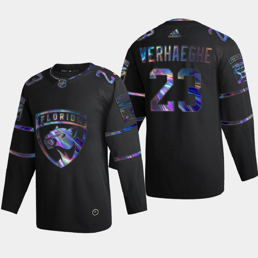Men's Florida Panthers Carter Verhaeghe #23 Iridescent Holographic Authentic Black Jersey