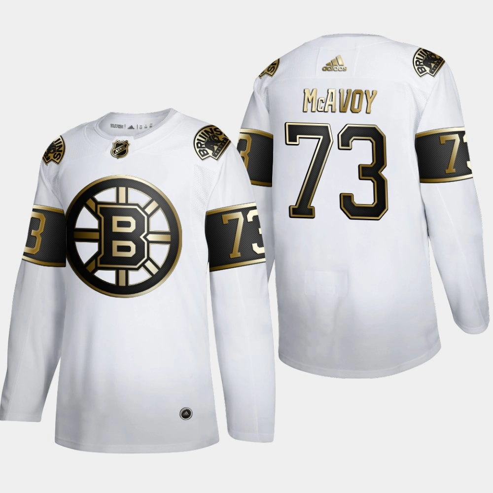 Men's Boston Bruins Charlie McAvoy #73 NHL Golden Edition White Authentic Jersey Men's Boston Bruins Charlie McAvoy #73 NHL Golden Edition White Authentic Jersey