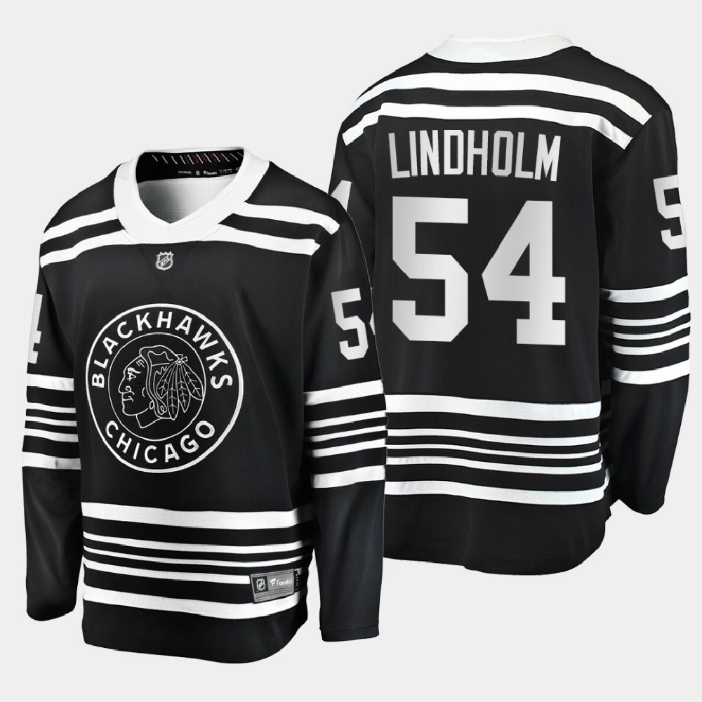 Men's Chicago Blackhawks Anton Lindholm #54 Alternate 2020-21 Breakaway Player Black Jersey