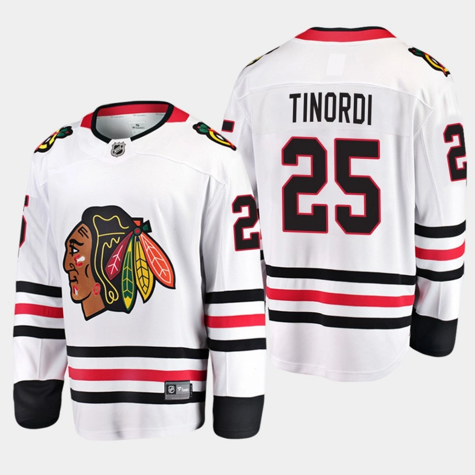 Women's Chicago Blackhawks Jarred Tinordi Away White #25 Jersey Breakaway Player