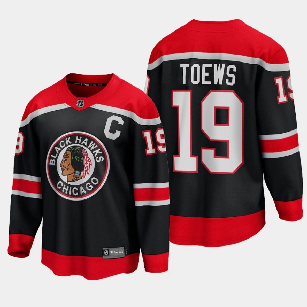 Women's Chicago Blackhawks Jonathan Toews #19 Reverse Retro 2020-21 Special Edition Breakaway Player Black Jersey