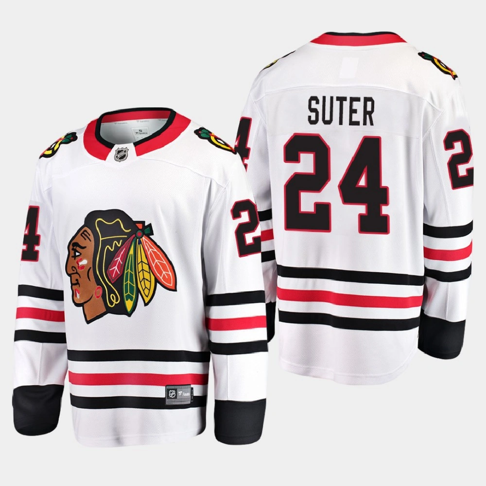 Men's Chicago Blackhawks Pius Suter #24 Away 2020-21 Breakaway Player White Jersey