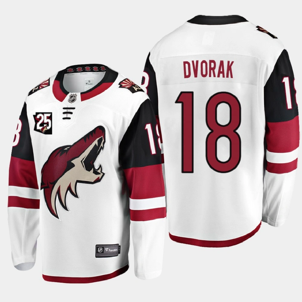 Arizona Coyotes #18 Christian Dvorak 2020-21 25th Anniversary Away White Jersey