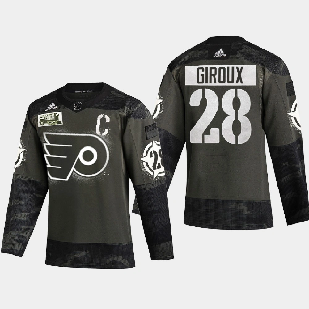 Youth Philadelphia Flyers Claude Giroux #28 2021 Military Appreciation Night Camo Jersey