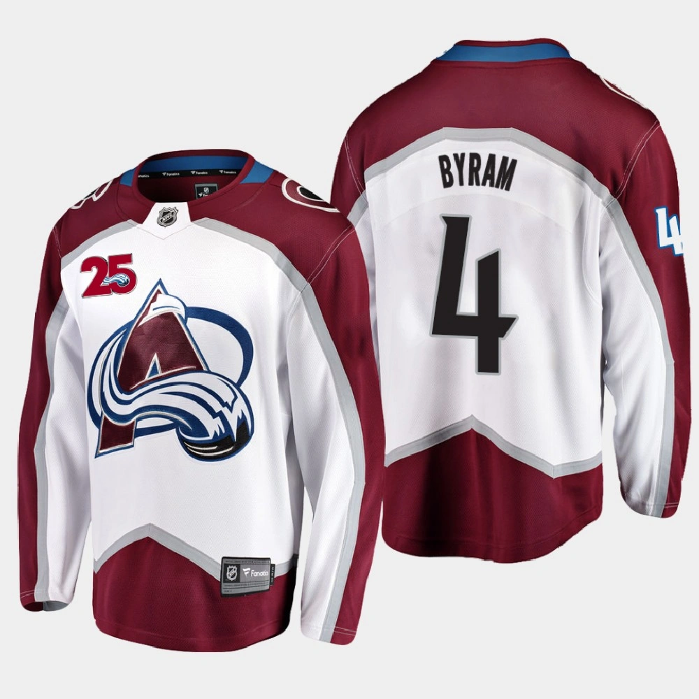 Women's Colorado Avalanche Bowen Byram #4 25th Anniversary 2020-21 Away White Jersey