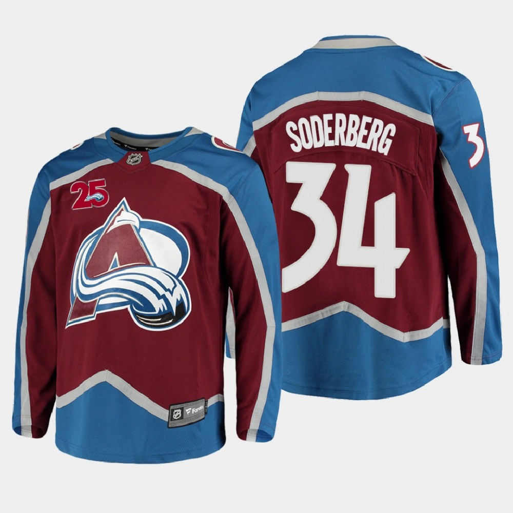 Youth Colorado Avalanche Carl Soderberg #34 Home 2021 Burgundy Jersey