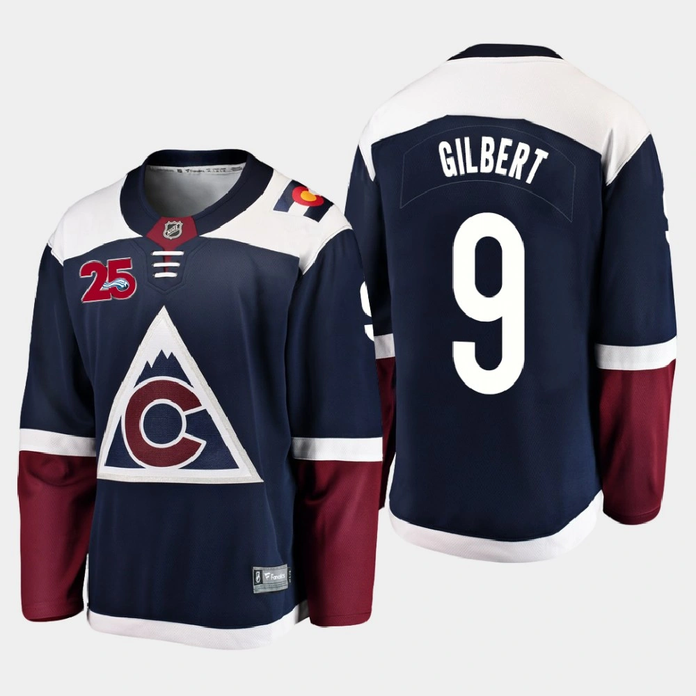 Men's Colorado Avalanche Dennis Gilbert #9 Alternate 2020-21 25th Anniversary Navy Jersey