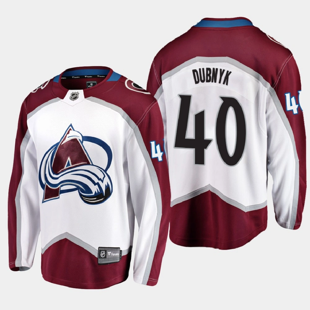 Men's Colorado Avalanche Devan Dubnyk #40 Away 2021 White Jersey Men's Colorado Avalanche Devan Dubnyk #40 Away 2021 White Jersey
