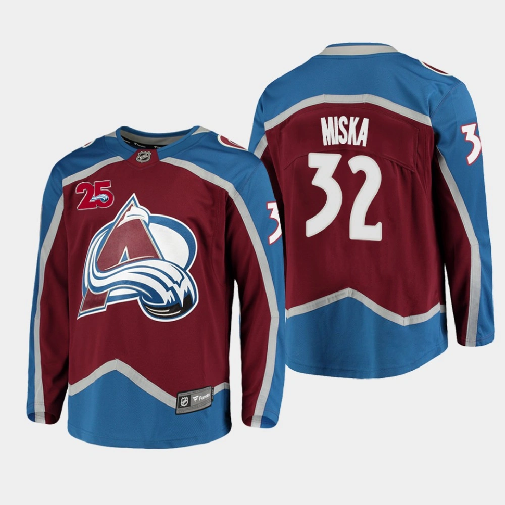 Women's Colorado Avalanche Hunter Miska #32 25th Anniversary 2020-21 Home Burgundy Jersey