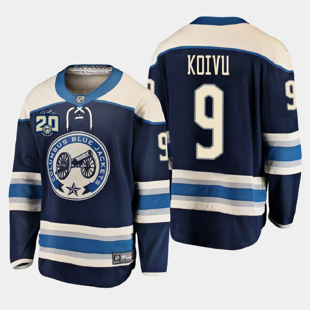 Men's Columbus Blue Jackets Mikko Koivu #9 Alternate 2020-21 20th Anniversary Blue Jersey Men's Columbus Blue Jackets Mikko Koivu #9 Alternate 2020-21 20th Anniversary Blue Jersey