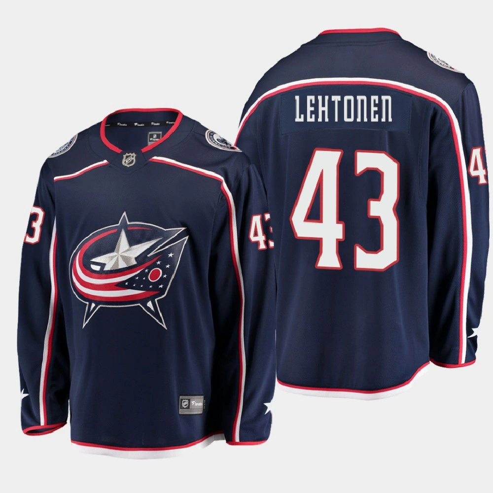 Women's Columbus Blue Jackets Mikko Lehtonen #43 Home 2021 Breakaway Navy Jersey