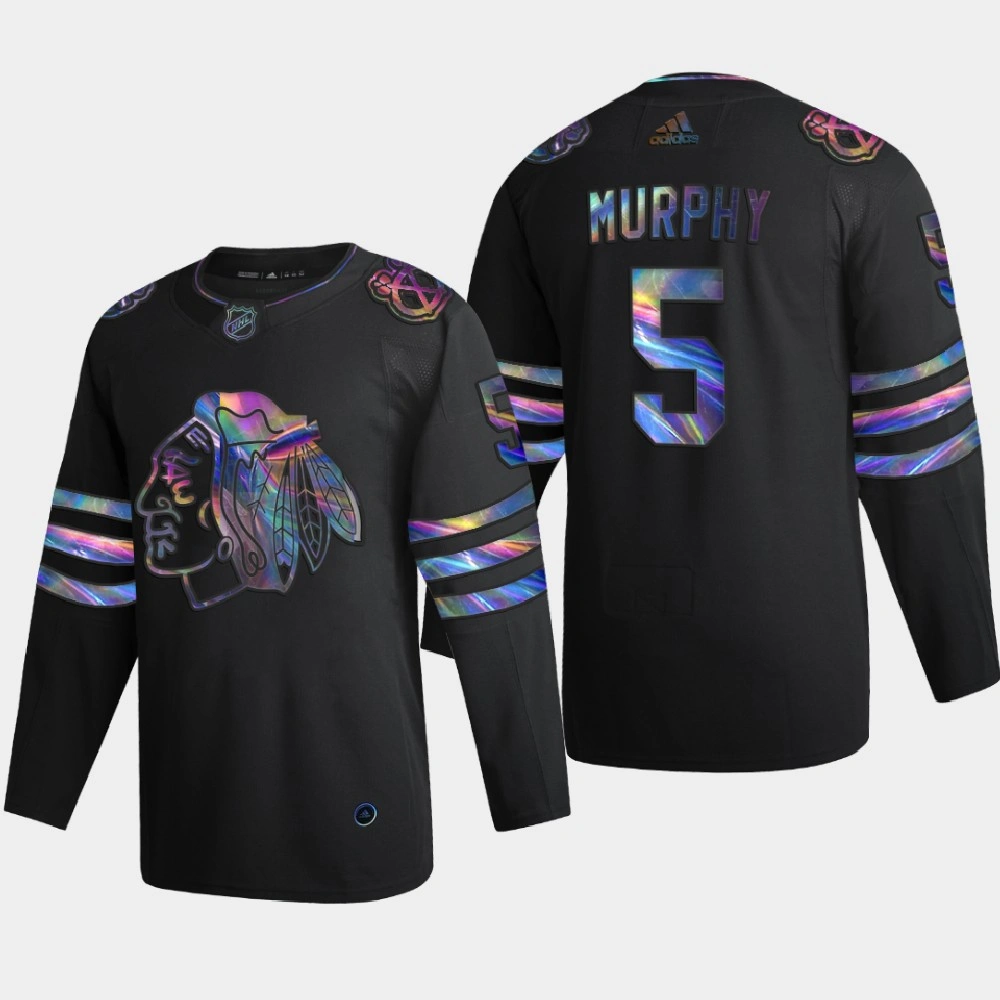 Men Chicago Blackhawks Connor Murphy #5 Iridescent Holographic Collection Authentic Black Jersey Men Chicago Blackhawks Connor Murphy #5 Iridescent Holographic Collection Authentic Black Jersey