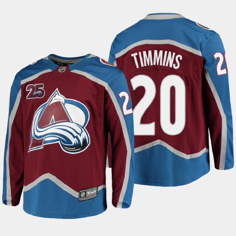 Colorado Avalanche Conor Timmins #20 2020-21 25th Anniversary Home Burgundy Jersey - Men