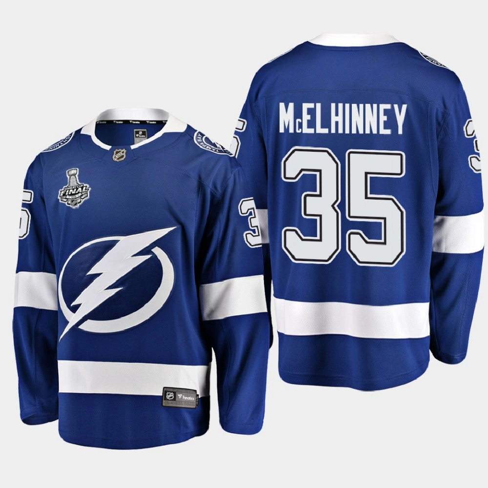 Youth Tampa Bay Lightning Curtis McElhinney #35 2020 Stanley Cup Final Home Breakaway Player Blue Jersey