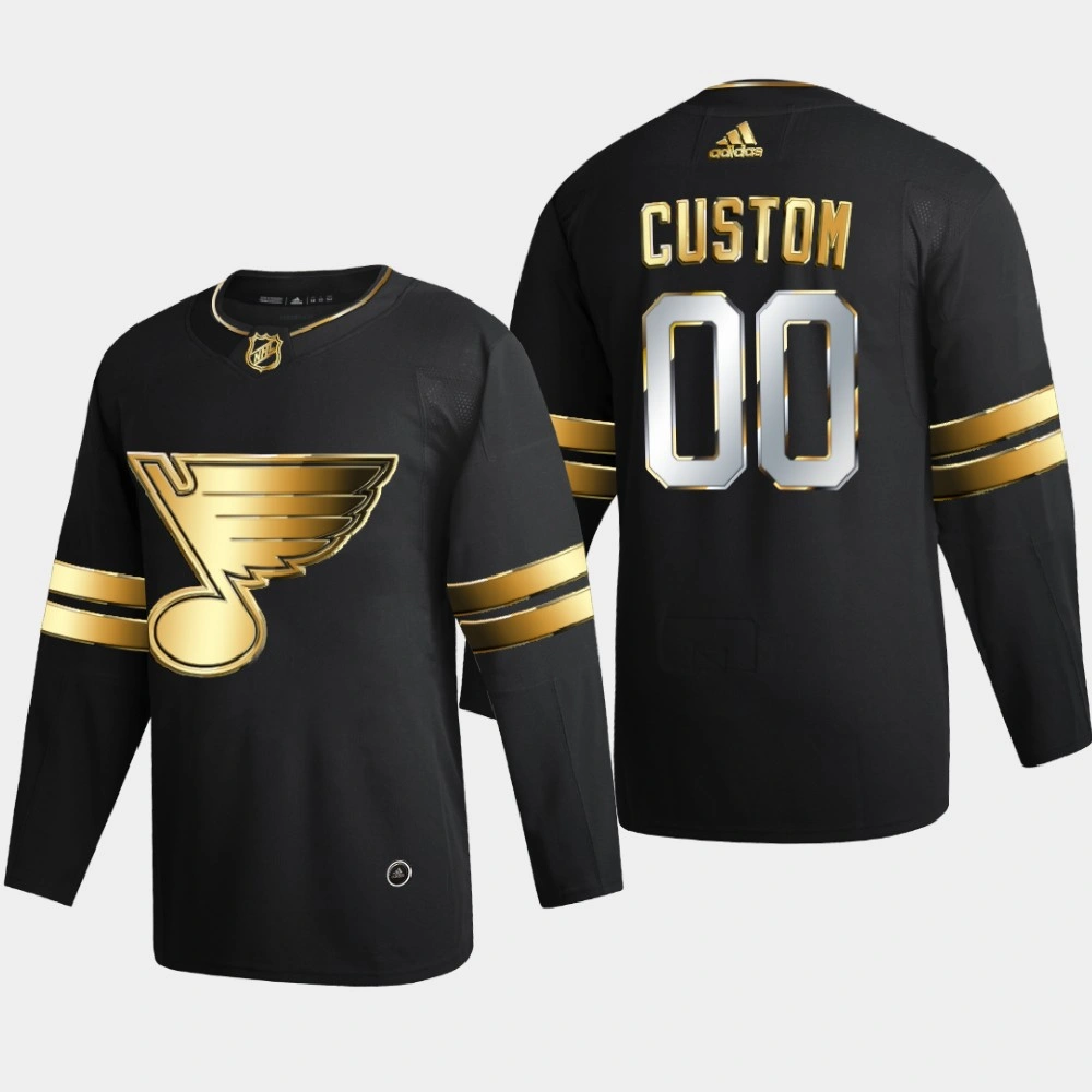 Men St. Louis Blues Custom #00 2020-21 Golden Edition Limited Authentic Jersey - Black