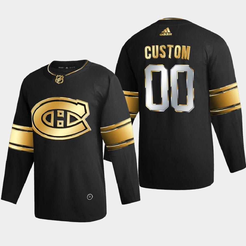 Men Montreal Canadiens Custom #00 2020-21 Golden Edition Limited Authentic Jersey - Black Men Montreal Canadiens Custom #00 2020-21 Golden Edition Limited Authentic Jersey - Black