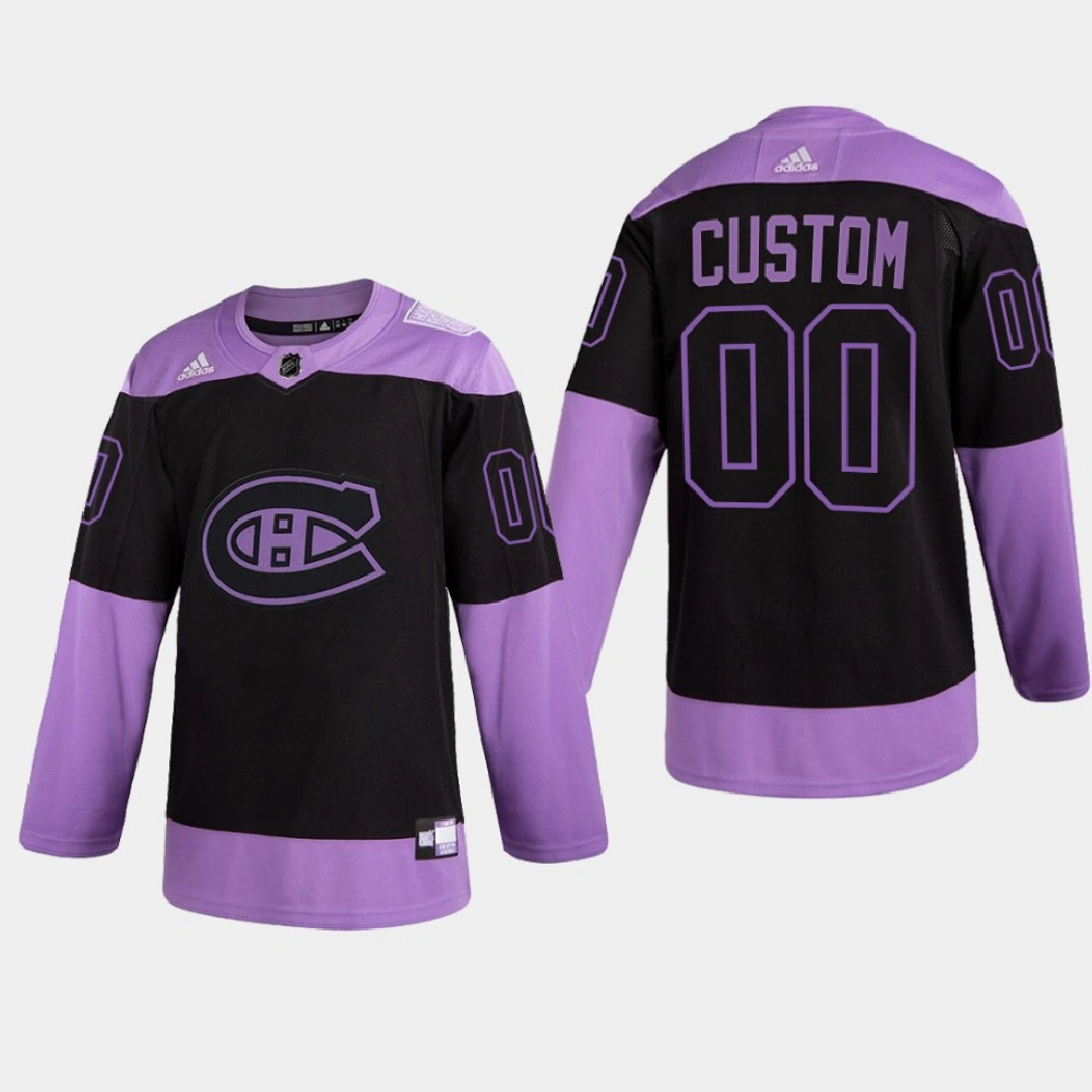 Youth Montreal Canadiens Custom 2021 Hockey Fights Cancer Night Purple Jersey Youth Montreal Canadiens Custom 2021 Hockey Fights Cancer Night Purple Jersey