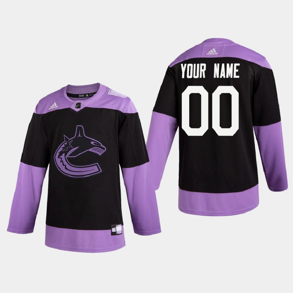 Men's Vancouver Canucks Custom #00 2020 Hockey Fights Cancer Practice Black Jersey Men's Vancouver Canucks Custom #00 2020 Hockey Fights Cancer Practice Black Jersey
