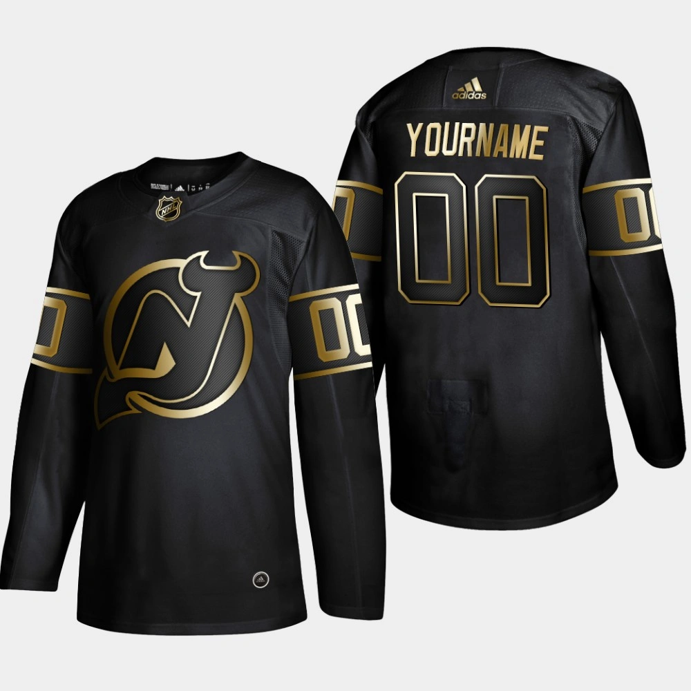 Men's New Jersey Devils Custom #00 2019 NHL Golden Edition Black Authentic Player Jersey