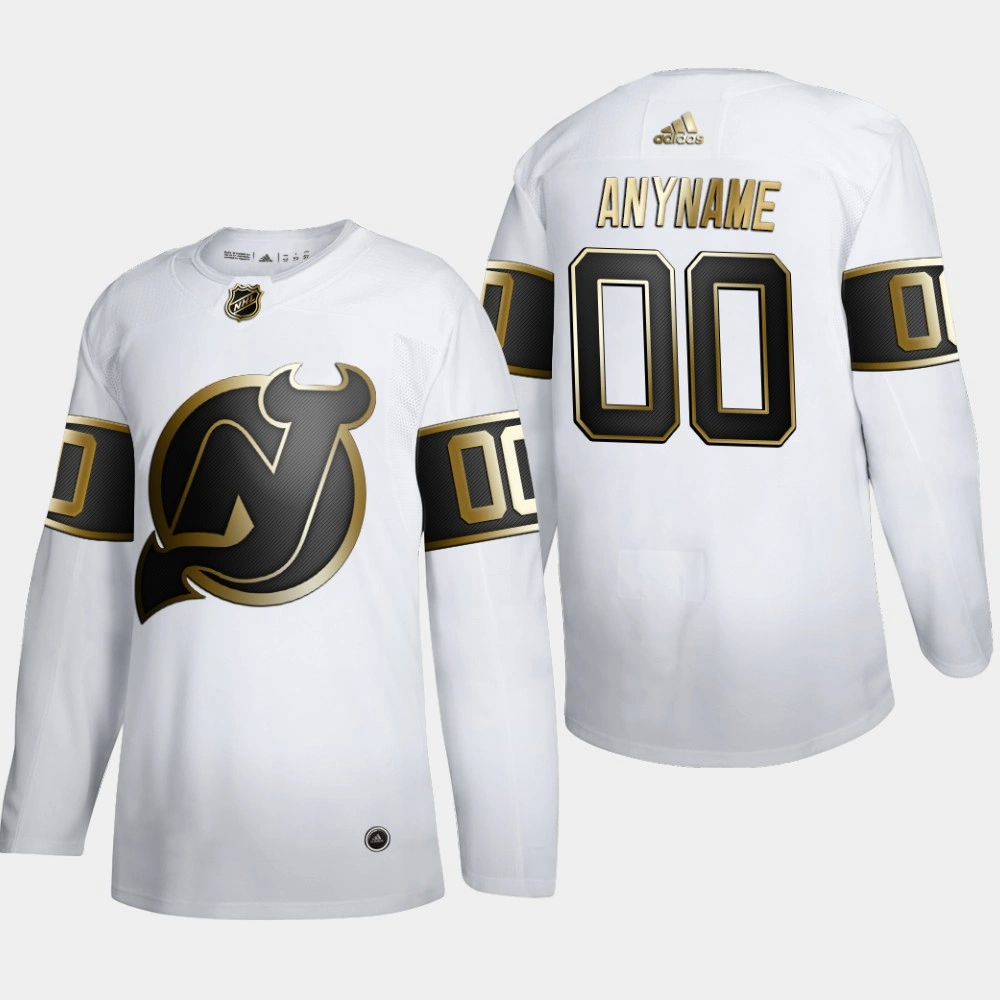 Women's New Jersey Devils Custom #00 NHL Golden Edition White Authentic Jersey Women's New Jersey Devils Custom #00 NHL Golden Edition White Authentic Jersey