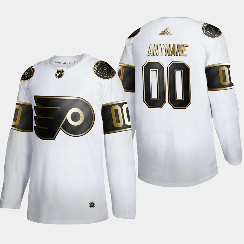 Women's Philadelphia Flyers Custom #00 NHL Golden Edition White Authentic Jersey Women's Philadelphia Flyers Custom #00 NHL Golden Edition White Authentic Jersey