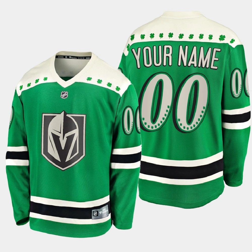 Women's Vegas Golden Knights Custom #00 2021 St. Patrick's Day Green Jersey Women's Vegas Golden Knights Custom #00 2021 St. Patrick's Day Green Jersey
