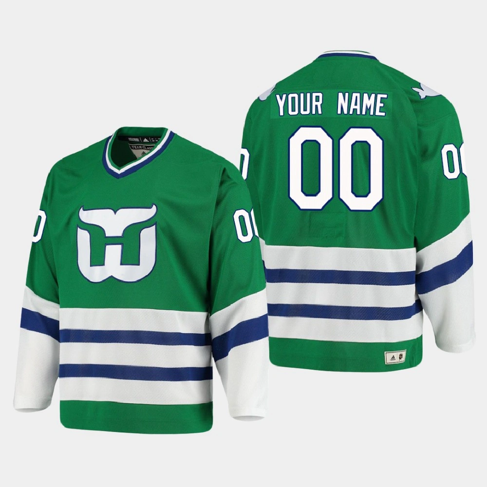 Men's Hartford Whalers Custom #00 Heritage Authentic Green Jersey Men's Hartford Whalers Custom #00 Heritage Authentic Green Jersey