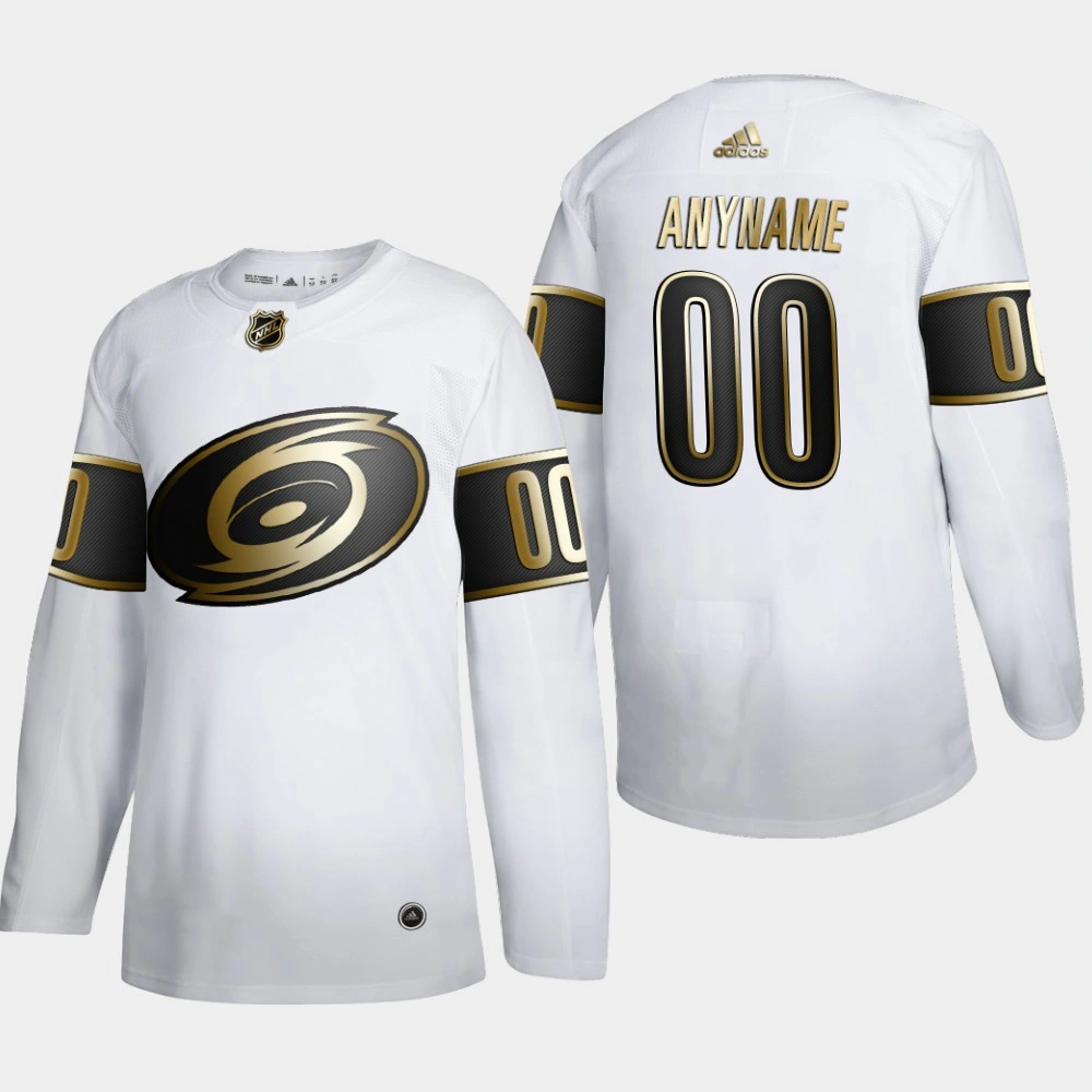 Women's Carolina Hurricanes Custom #00 NHL Golden Edition White Authentic Jersey Women's Carolina Hurricanes Custom #00 NHL Golden Edition White Authentic Jersey