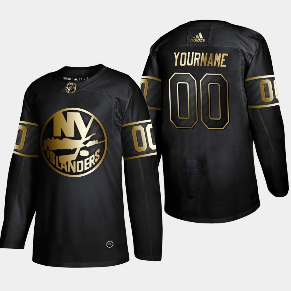 Men's New York Islanders Custom #00 2019 NHL Golden Edition Black Authentic Player Jersey