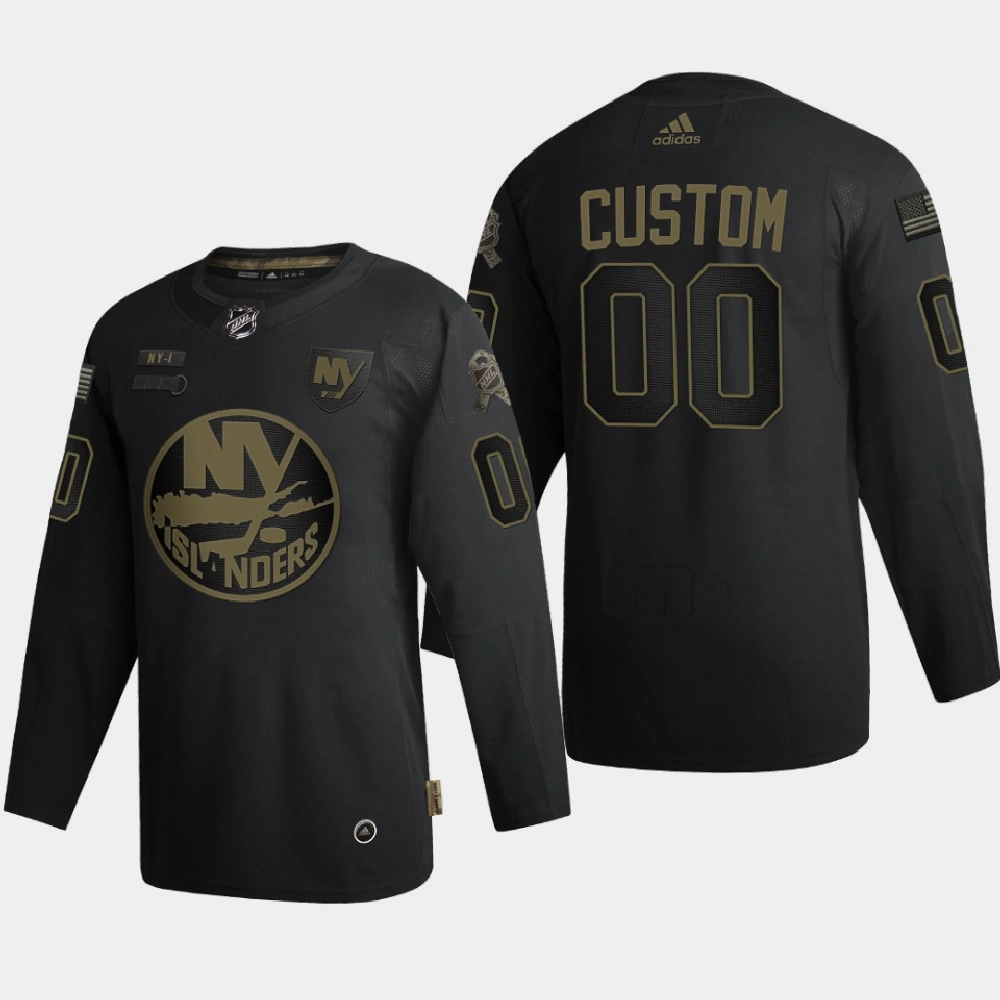Men New York Islanders Custom #00 2020 Veterans Day Authentic Black Jersey Men New York Islanders Custom #00 2020 Veterans Day Authentic Black Jersey
