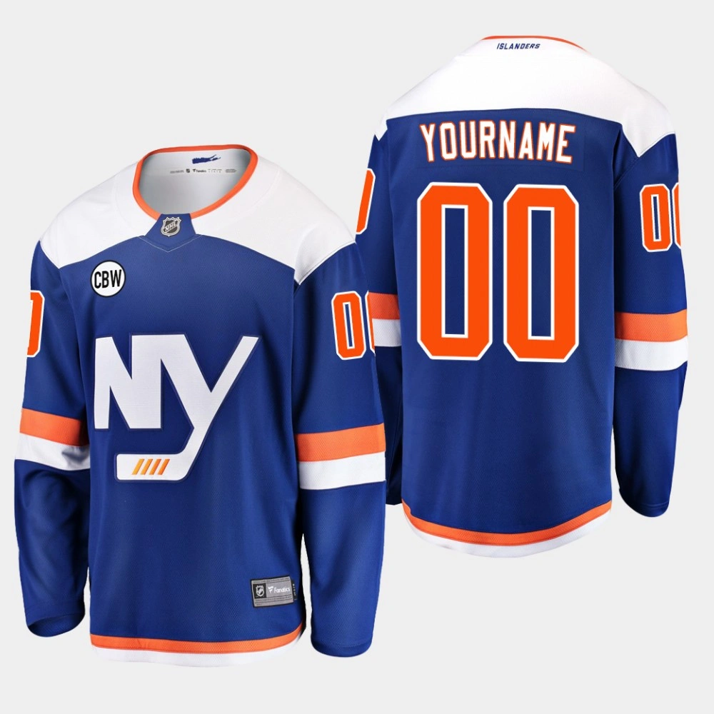 Men's New York Islanders Custom #00 Blue 2019 Alternate Breakaway CBW Jersey