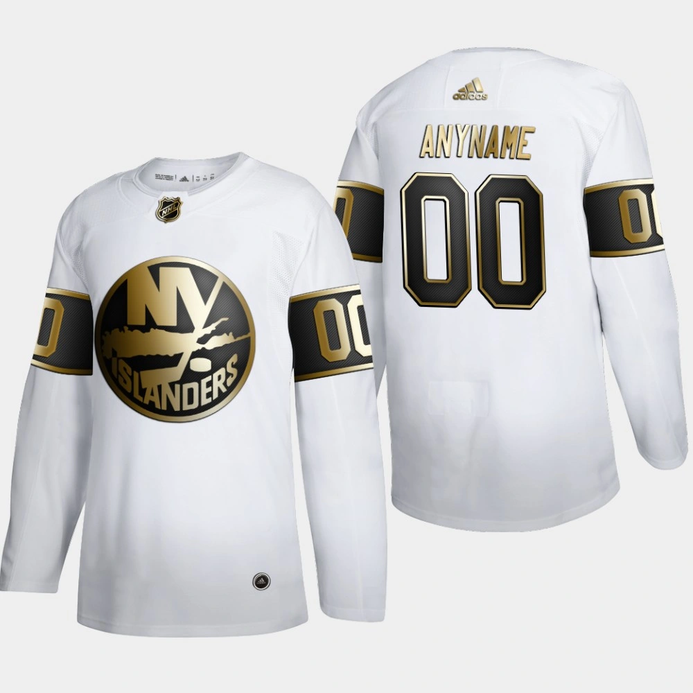 Women's New York Islanders Custom #00 NHL Golden Edition White Authentic Jersey Women's New York Islanders Custom #00 NHL Golden Edition White Authentic Jersey