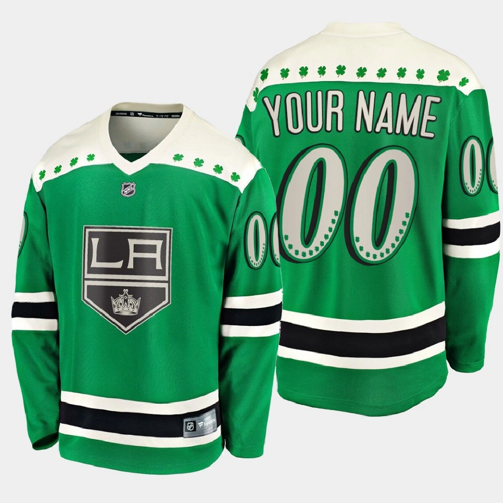 Men's Los Angeles Kings Custom #00 2021 St. Patrick's Day Green Jersey Men's Los Angeles Kings Custom #00 2021 St. Patrick's Day Green Jersey