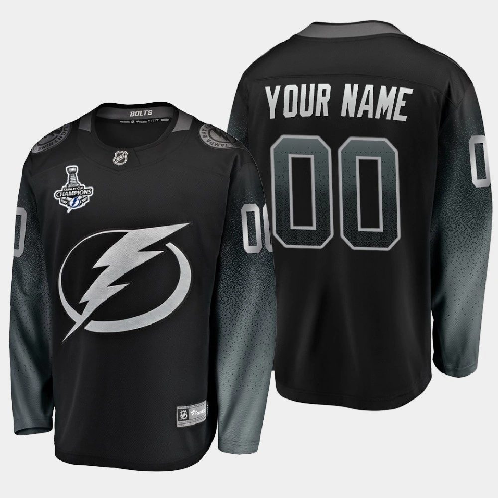 Men's Tampa Bay Lightning Custom #00 2020 Stanley Cup Champions Alternate Breakaway Player Black Jersey Men's Tampa Bay Lightning Custom #00 2020 Stanley Cup Champions Alternate Breakaway Player Black Jersey